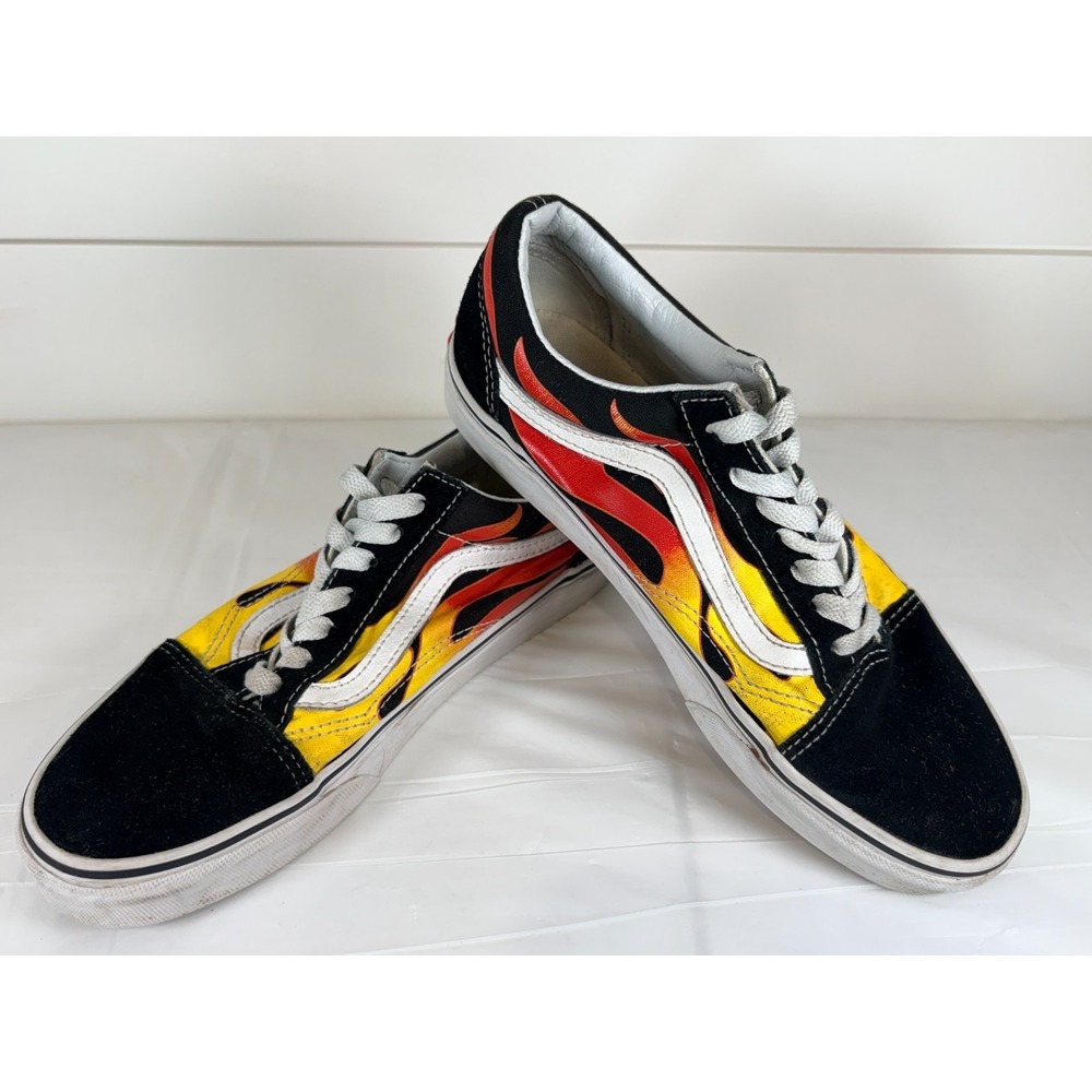 Vans Old Skool Black Flame Canvas Suede Shoes 500714 Men's 6 Women's 7.5